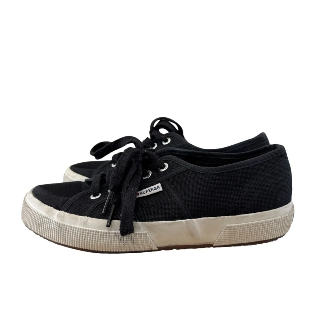 Superga black cotu